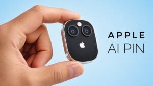 Apple smart pendant clipped onto a jacket for hands free use