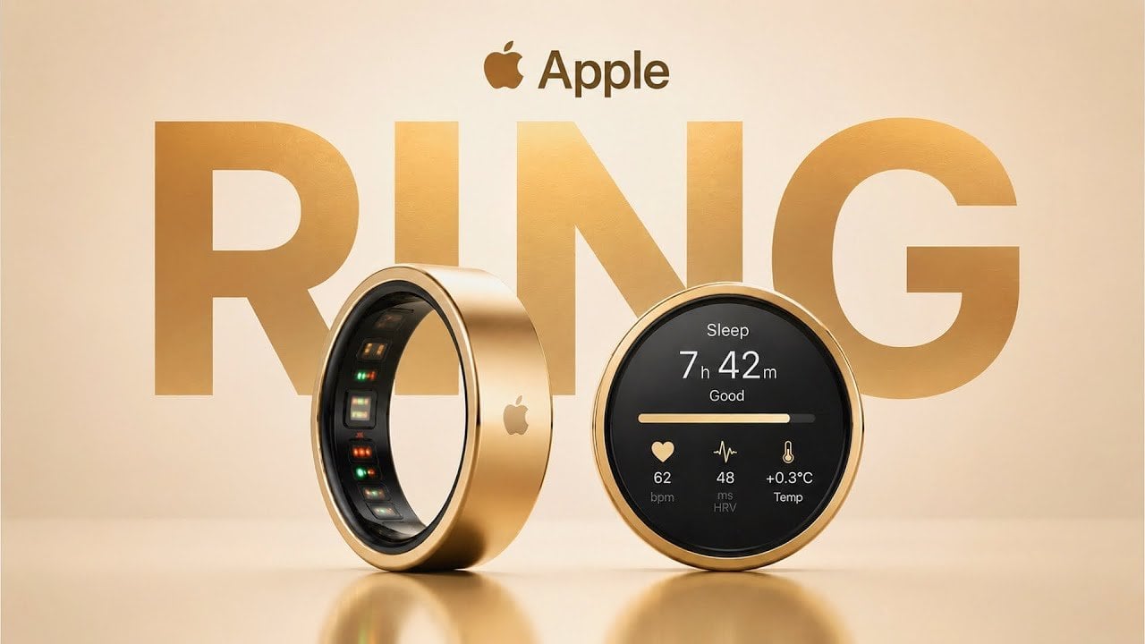 Concept design of the rumored Apple health tracking smart ring