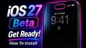 An iPhone displaying the iOS 27 beta software update screen.