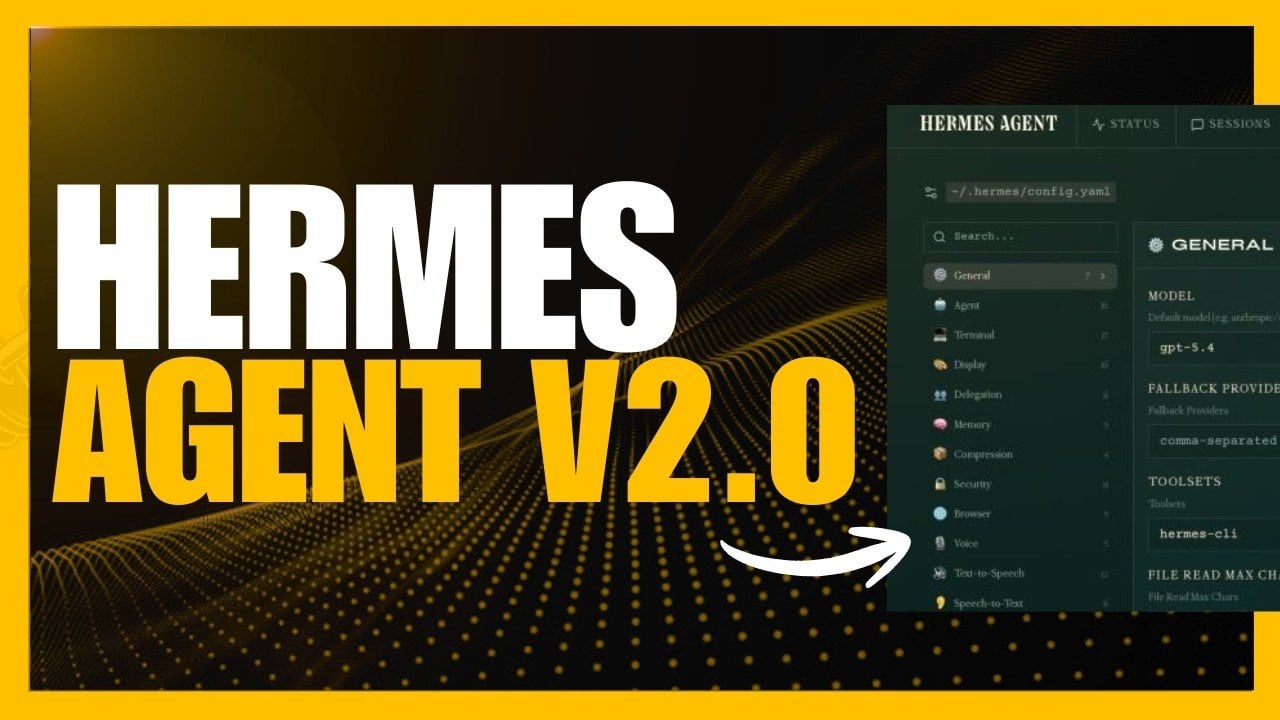 Hermes Agent v2.0 interface showing multi-agent orchestration