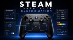 Player adjusting the back buttons on the new Steam Controller