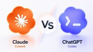 Side-by-side comparison of Claude Co-work and OpenAI Codex interfaces