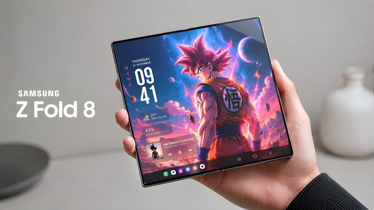 Close up of the near-invisible crease on the new Samsung foldable phone.