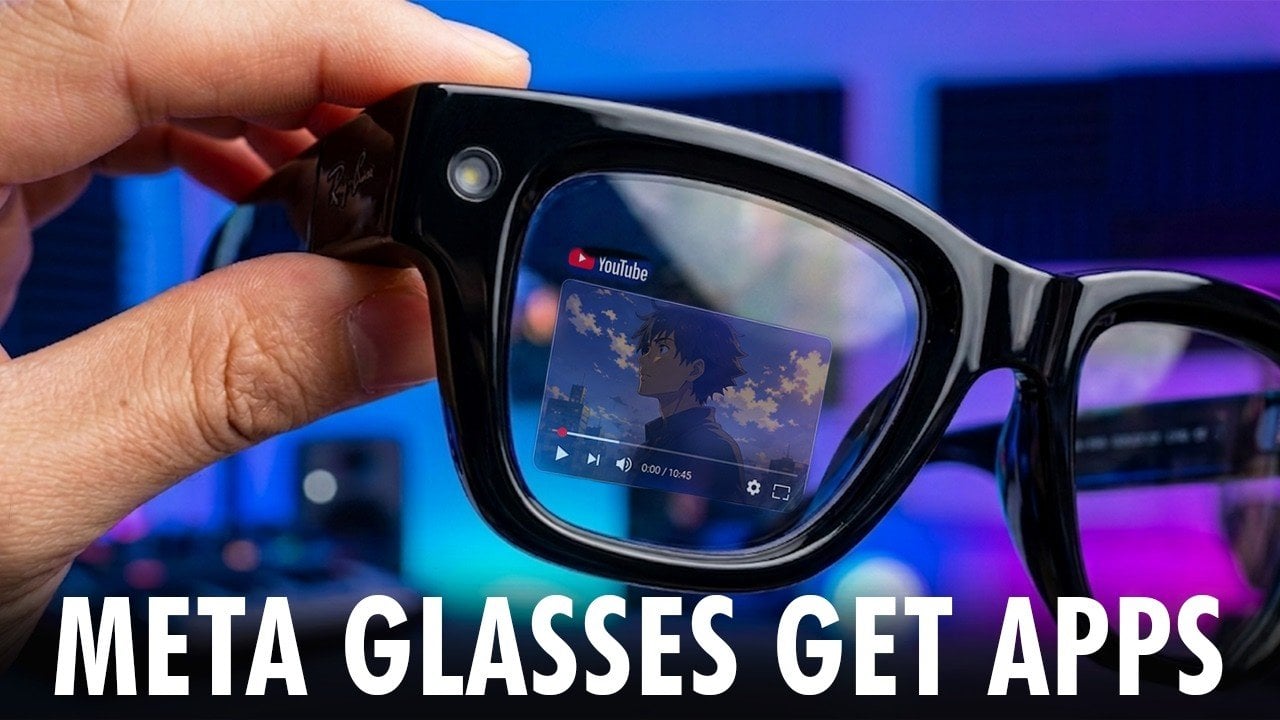 Meta Ray-Ban smart glasses displaying a digital text overlay