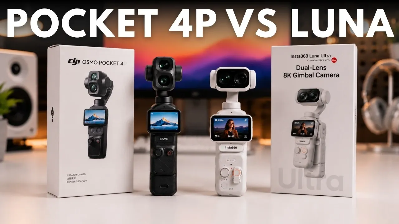 Comparison of DJI and Insta360 camera modular designs and screens