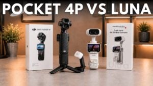 Side by side comparison of DJI Osmo Pocket 4P and Insta360 Luna Ultra