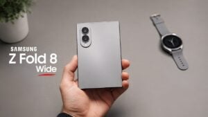 Person holding the redesigned Samsung Galaxy Z Fold 8 Wide
