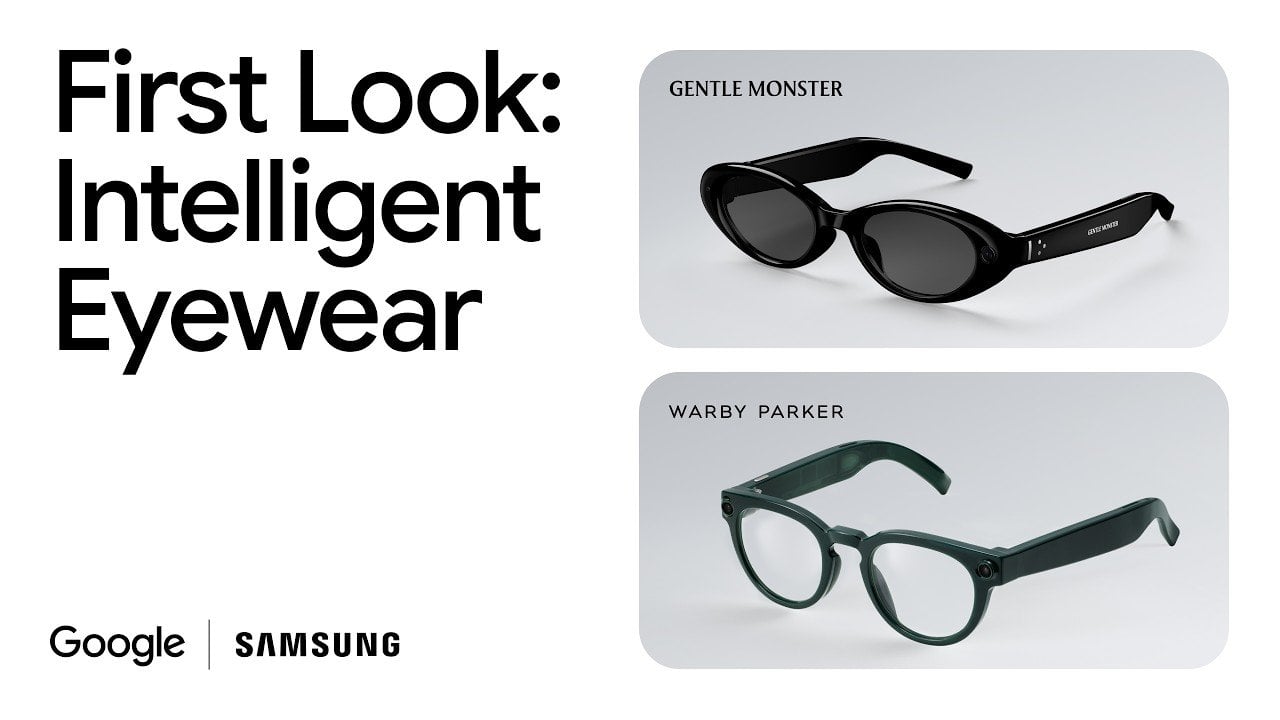 A stylish model showcasing the Gemini-powered smart glasses.
