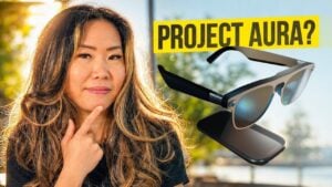 Google Project Aura augmented reality smart glasses with external processing puck.