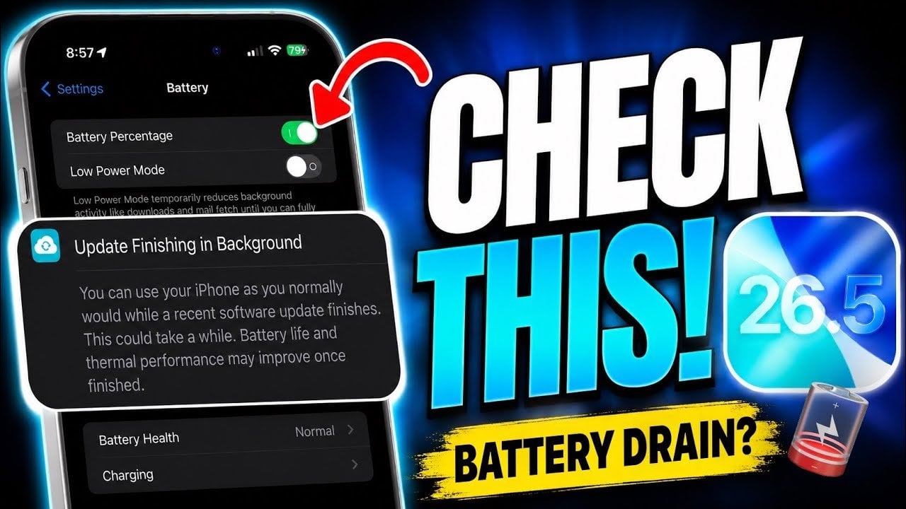 Battery drain chart displaying screen time and background activity