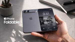 Visible display crease on the prototype foldable iPhone screen
