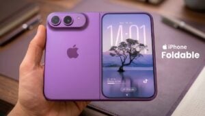Render of the upcoming Apple iPhone Fold Ultra showing the outer display