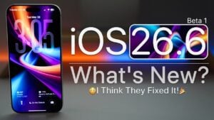 iPhone displaying the iOS 26.6 Beta 1 software update screen