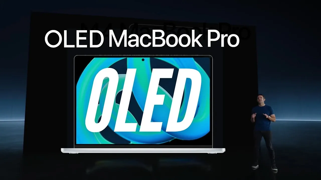 A side profile showing the ultra-thin chassis of the new MacBook Pro.