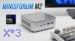 Front view of the compact Minisforum M2 mini PC on a desk