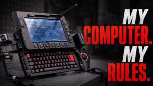 Fully assembled modular cyberdeck with sliding screen and mechanical keyboard