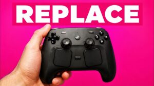 Player using the new Steam Controller on a Windows PC