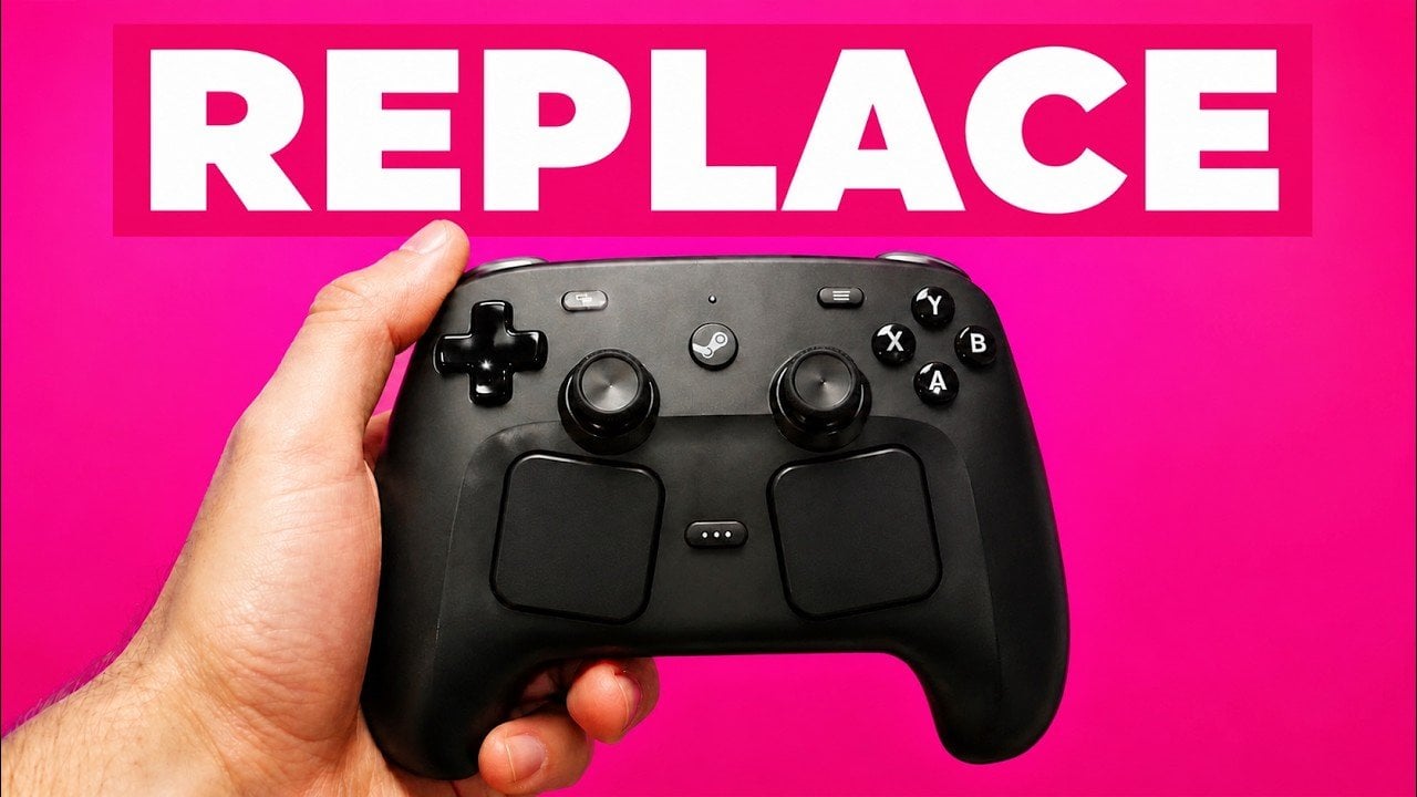 Player using the new Steam Controller on a Windows PC