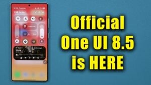 Samsung One UI 8.5 software update screen on a Galaxy smartphone