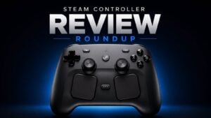 The new Steam Controller featuring improved bumpers and back buttons.