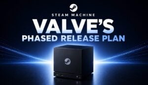 The new 2026 Valve Steam Machine console with controller