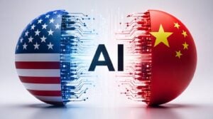 Conceptual illustration of the US and China AI competition