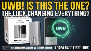 Person using hands-free UWB auto-unlock on a front door