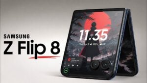 Samsung Galaxy Z Flip 8 on a table, highlighting the 25W charging limit and unchanged battery capacity.