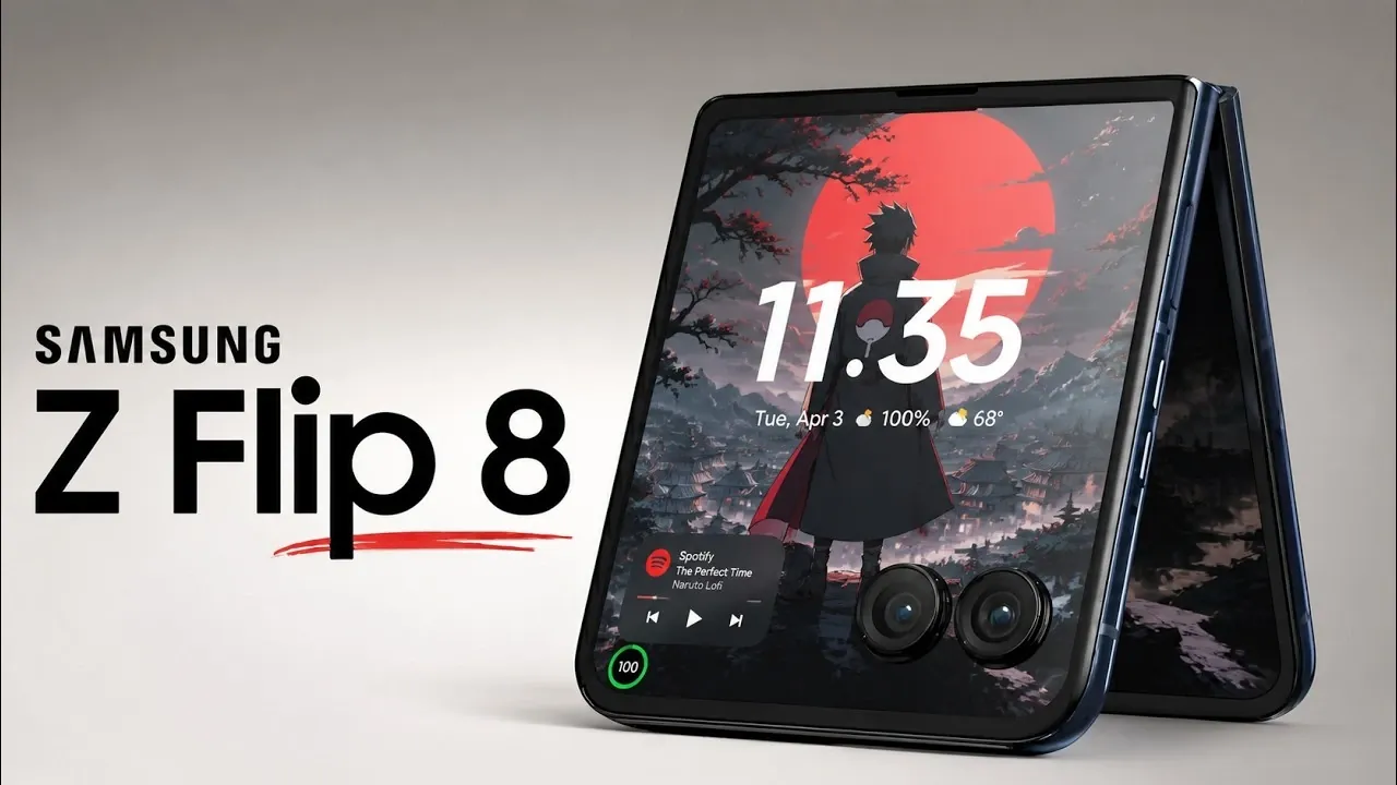 Samsung Galaxy Z Flip 8 on a table, highlighting the 25W charging limit and unchanged battery capacity.