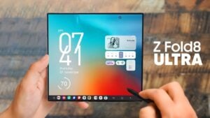 Leaked design of the Samsung Galaxy Z Fold 8 Ultra showing its thin profile.