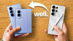 Side-by-side comparison of the Galaxy Z Fold 8 and Z Fold 8 Wide displays.