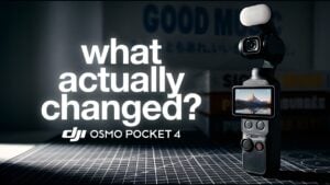 DJI Pocket 4 recording video in a low-light environment using the magnetic light accessory
