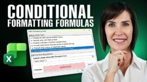Before and after comparison of an Excel spreadsheet using conditional formatting