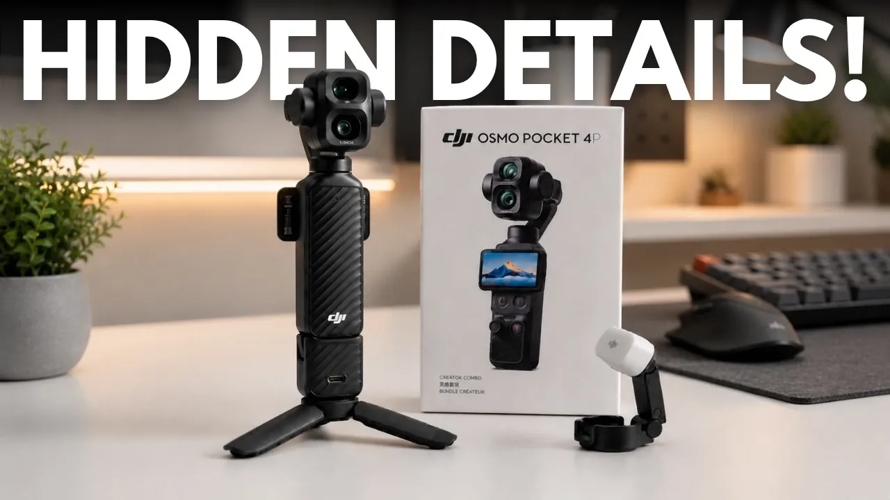 DJI Pocket 4P dual camera system showing the main and telephoto lenses