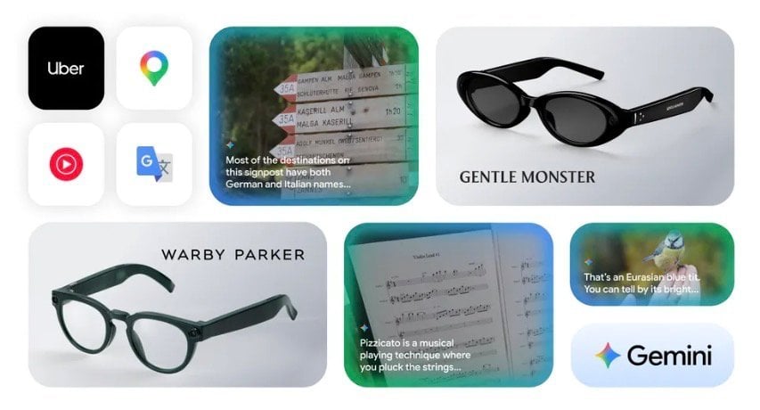 Live translation feature shown on the Google smart glasses display.