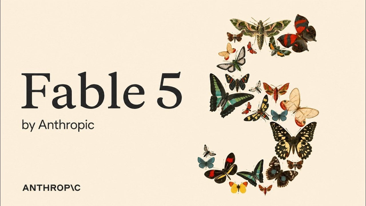 Anthropic logo displaying the Mythos 5 and Claude Fable 5 launch announcement.