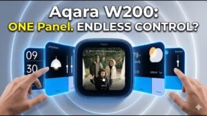 User adjusting climate settings on the Aqara W200 touch screen