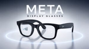 User wearing the $800 Meta Display Glasses with the neural band