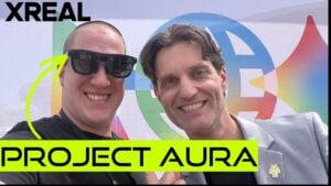 User interacting with a virtual desktop using Project Aura