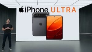 Concept design of the foldable Apple iPhone Ultra in deep blue