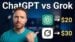 Side-by-side comparison of ChatGPT Plus and SuperGrok interfaces