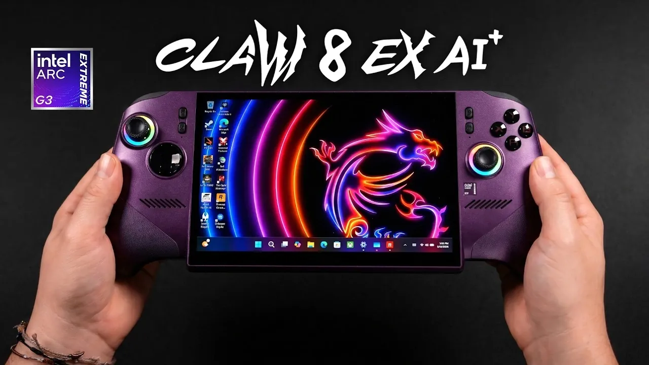 Front view of the MSI Claw 8 EX handheld gaming PC