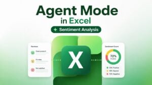 Copilot panel in Excel showing sentiment analysis results