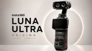 Content creator using the modular Insta360 Luna Ultra outdoors