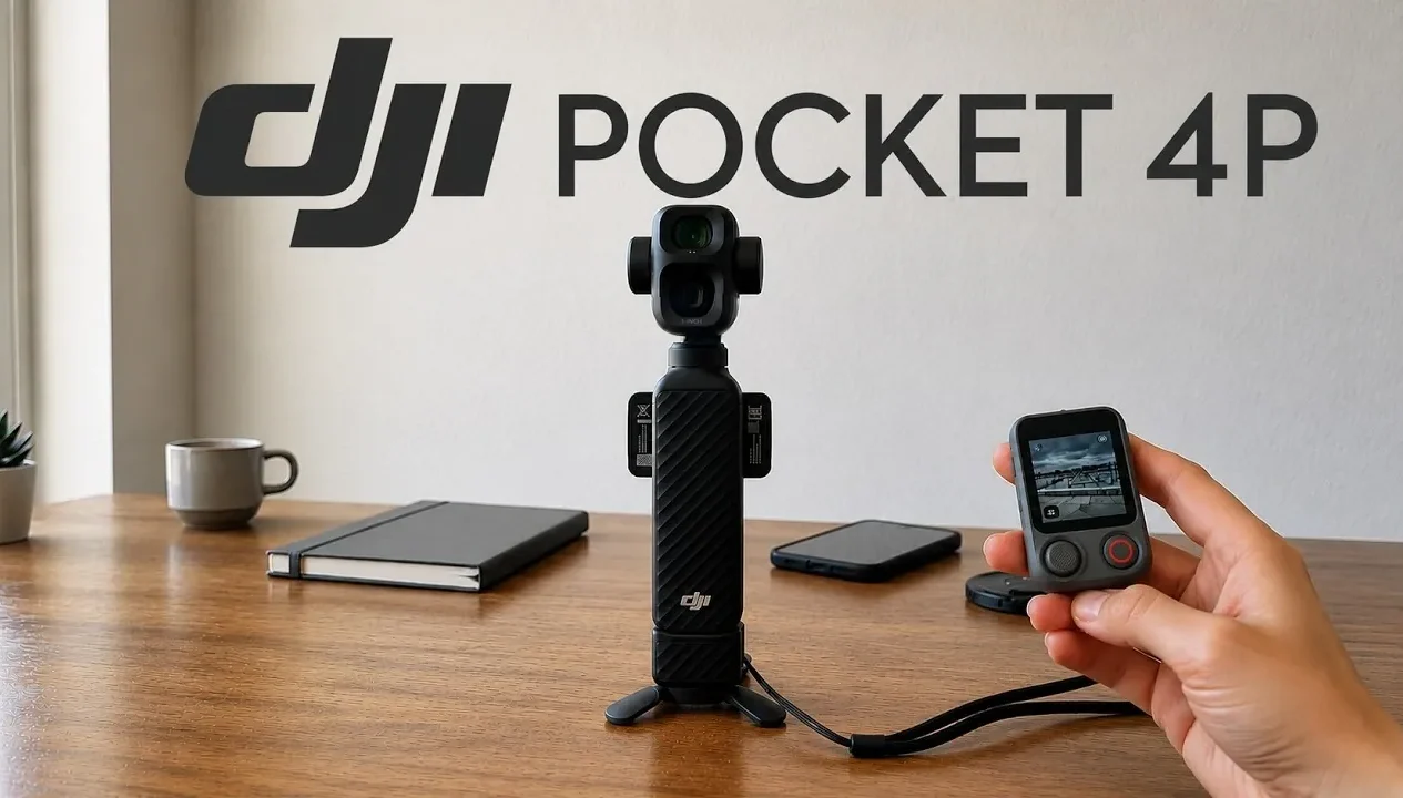 DJI Pocket 4P recording 4K video with ActiveTrack stabilization