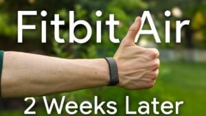 Close up of the screenless Fitbit Air fitness tracker on a wrist