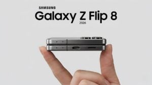 Samsung Galaxy Z Flip 8 folded showing the thinner hinge design