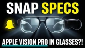 Snap Spectacles displaying an augmented reality floating screen interface