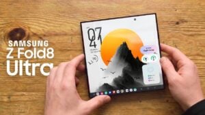 Close up of the 24 MP camera lens on the Galaxy Z Fold 8 Ultra