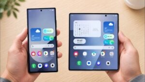Side-by-side comparison of the Samsung Galaxy Z Fold 8 and Fold 8 Ultra